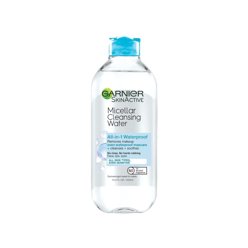 Garnier Micellar Water For Waterproof Makeup, Hydrating Facial Cleanser & Makeup Remover, Suitable for Sensitive Skin, Vegan, Cruelty Free