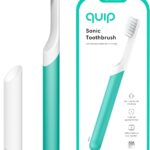 Quip Sonic Toothbrush for Adults - Timed Electric Toothbrush with Cover - Replaceable Brush Head, Soft Bristles, Plastic Handle, 3 Month Battery Life - Travel Toothbrush - Green