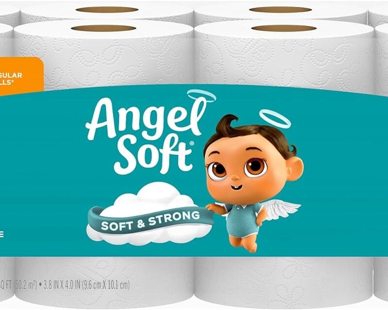 Angel Soft Toilet Paper, 16 Mega Rolls = 64 Regular Rolls, Soft and Strong Toilet Tissue