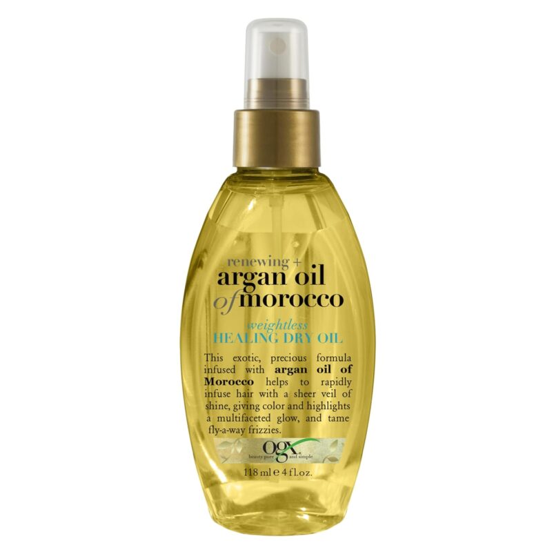 OGX Renewing + Argan Oil of Morocco Weightless Healing Dry Oil Spray, Lightweight Hair Oil Mist for Split Ends, Frizzy Hair and Flyaways, Paraben-Free, Sulfated-Surfactants Free