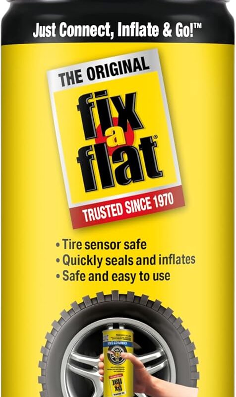 Fix-A-Flat S60410 Aerosol Emergency Flat Tire Repair and Inflator, for Compact Tires, Eco-Friendly Formula, Universal Fit for All Compact Cars