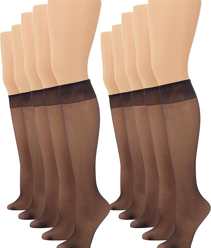 No nonsense Women's Sheer Knee High Value Pack with Comfort Top