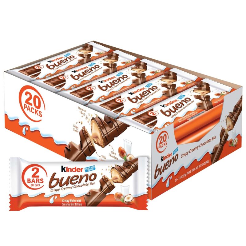 Kinder Bueno Milk Chocolate and Hazelnut Cream Individually Wrapped Chocolate