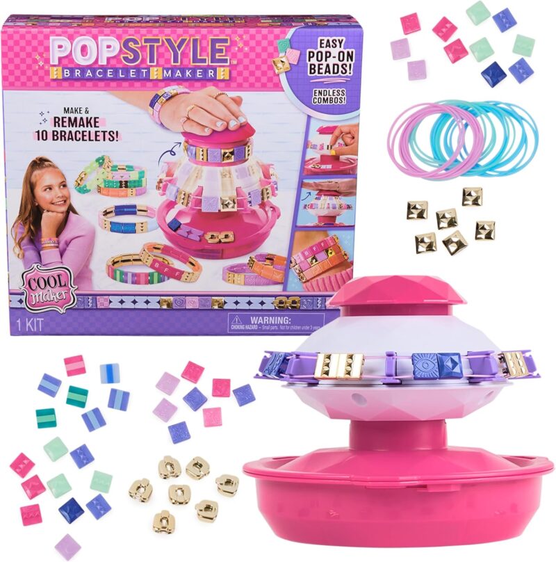 Cool Maker PopStyle Bracelet Maker, 170 Beads for Bracelets, Make & Remake 10 Bracelets, Bracelet Making Kit, DIY Arts & Crafts Kids Toys for Girls