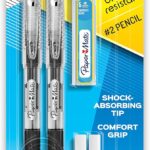 Paper Mate Clearpoint Mechanical Pencils 0.5mm, Break Resistant HB #2 Lead, School Supplies, Art Supplies, Drawing Supplies, Sketching Pencils, 2 Pencils, Black, 1 Lead Refill Set, 2 Erasers