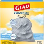 Glad Tall Kitchen Drawstring Trash Bags - Odorshield 13 Gallon White Trash Bag, Febreze Fresh Clean