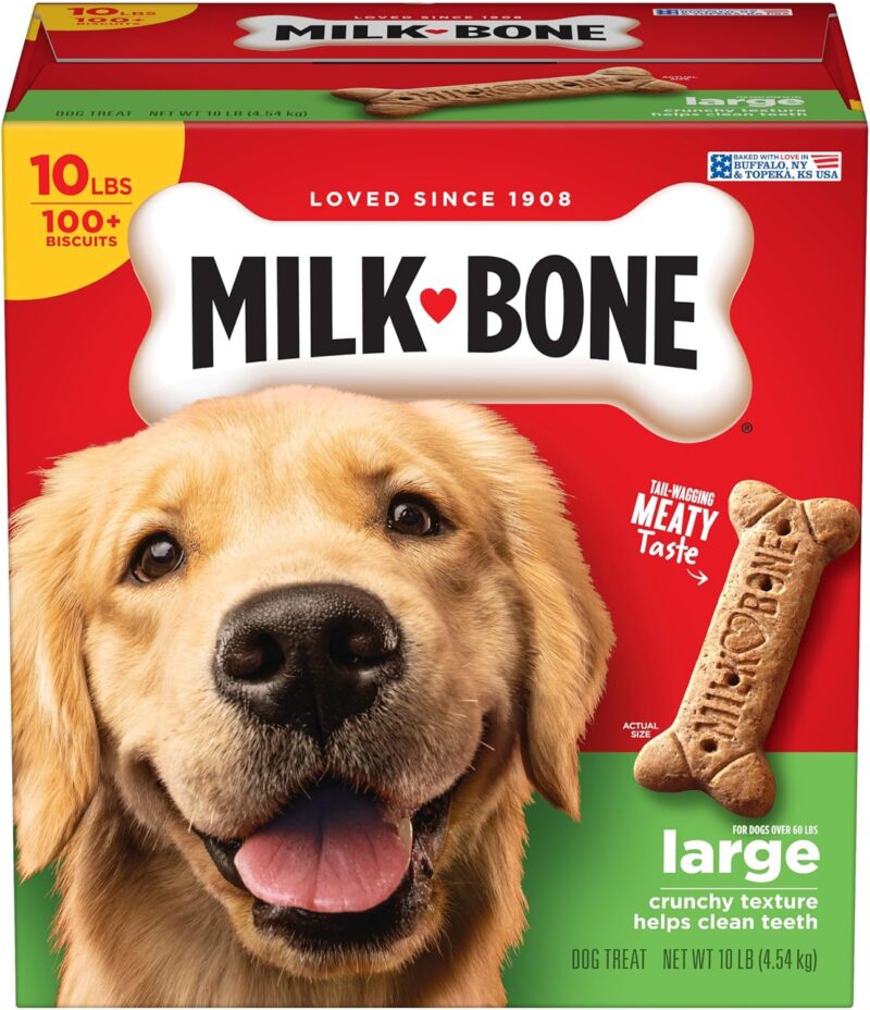 Milk-Bone Original Dog Treats for Large Dogs, 10 Pound, Crunchy Biscuit Helps Clean Teeth