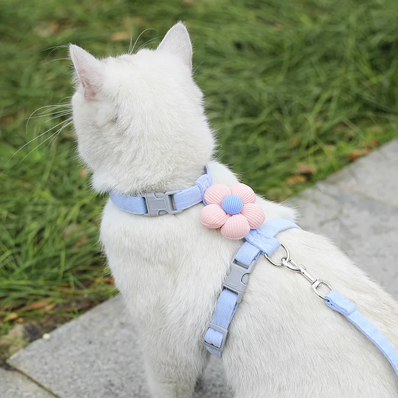 Cat Harness and Leash Sets Adjustable Dog Harness for Small Dog Leash Breashable Pet Harness Out Walking Dog Strap - Image 4