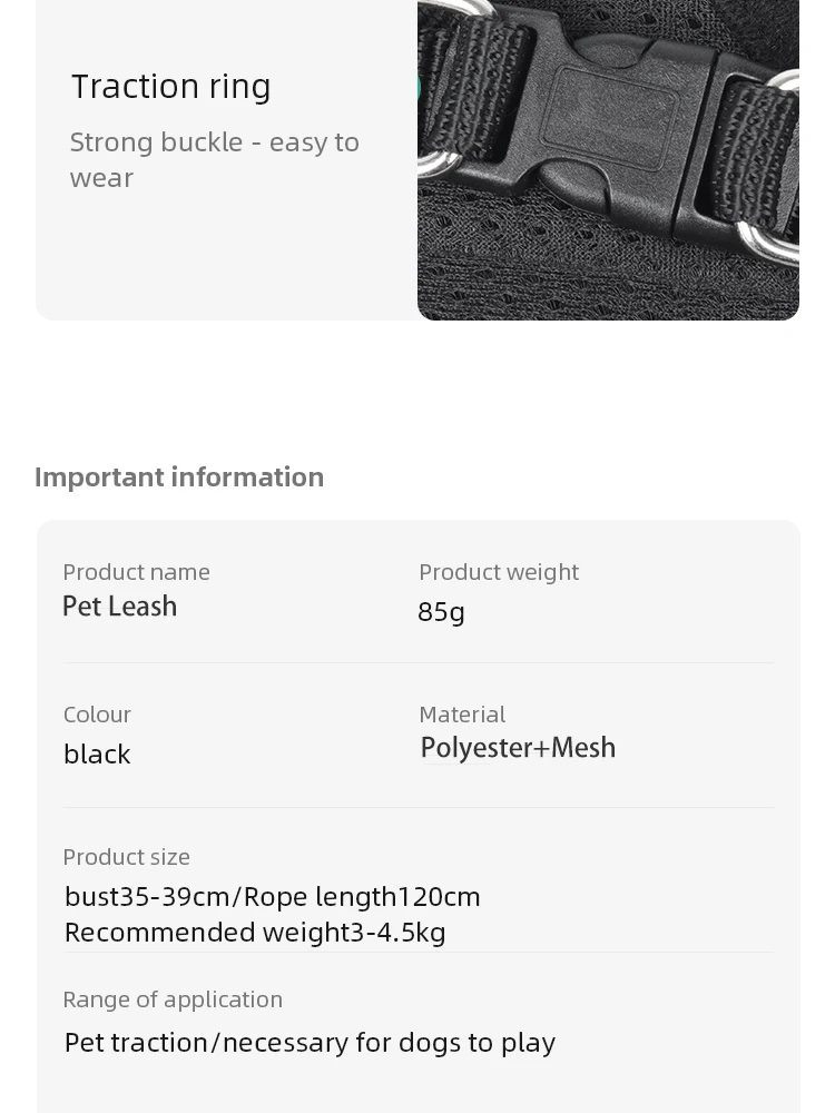 Pet Dog Tshirt Leash Leash Under Vest Harnesses Mesh Breathable Adjustable Easy Control Reflective Undershirt Dog Harness Collar - Image 10