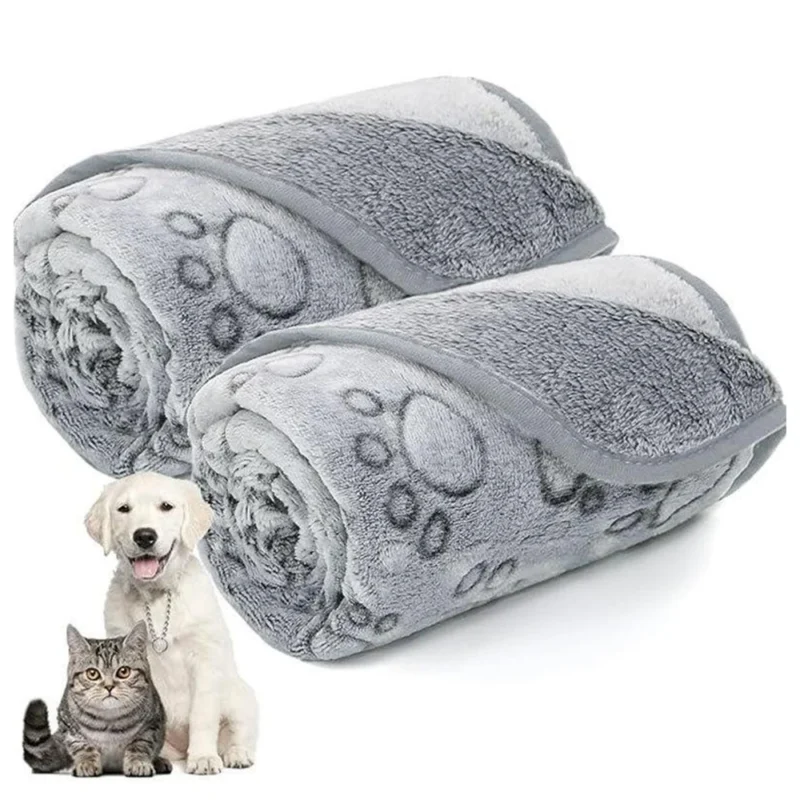 Soft Dog Blanket Washable, Cat Blanket for Indoor Cats Large Medium Small Dog Gifts Puppy Essentials (Grey) Bed
