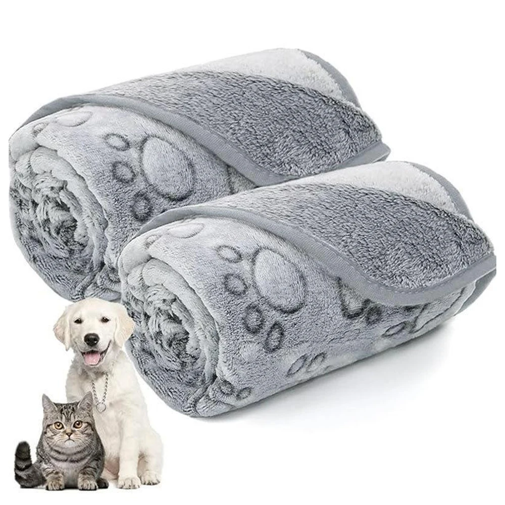Soft Dog Blanket Washable, Cat Blanket for Indoor Cats Large Medium Small Dog Gifts Puppy Essentials (Grey) Bed