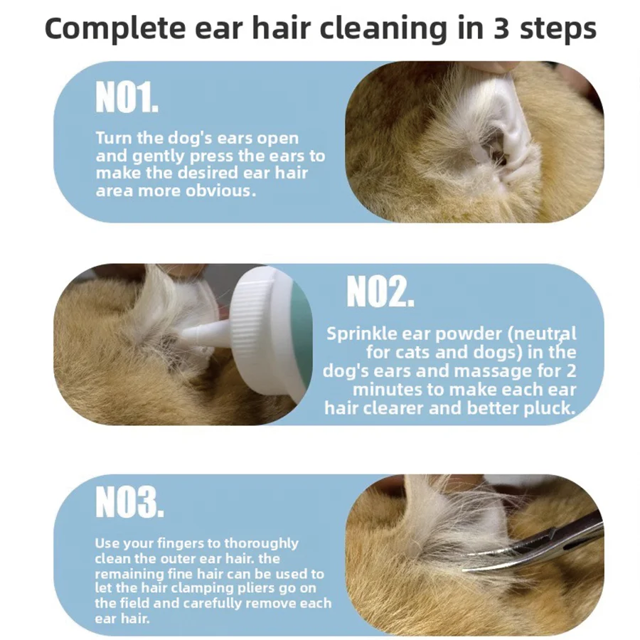 PETCLEAR Cat Dog Ear Powder Painless Ear Hair Removal Powder for Pets Easy to Remove Ear Hair Pets Cleaning Tools 30g - Image 11