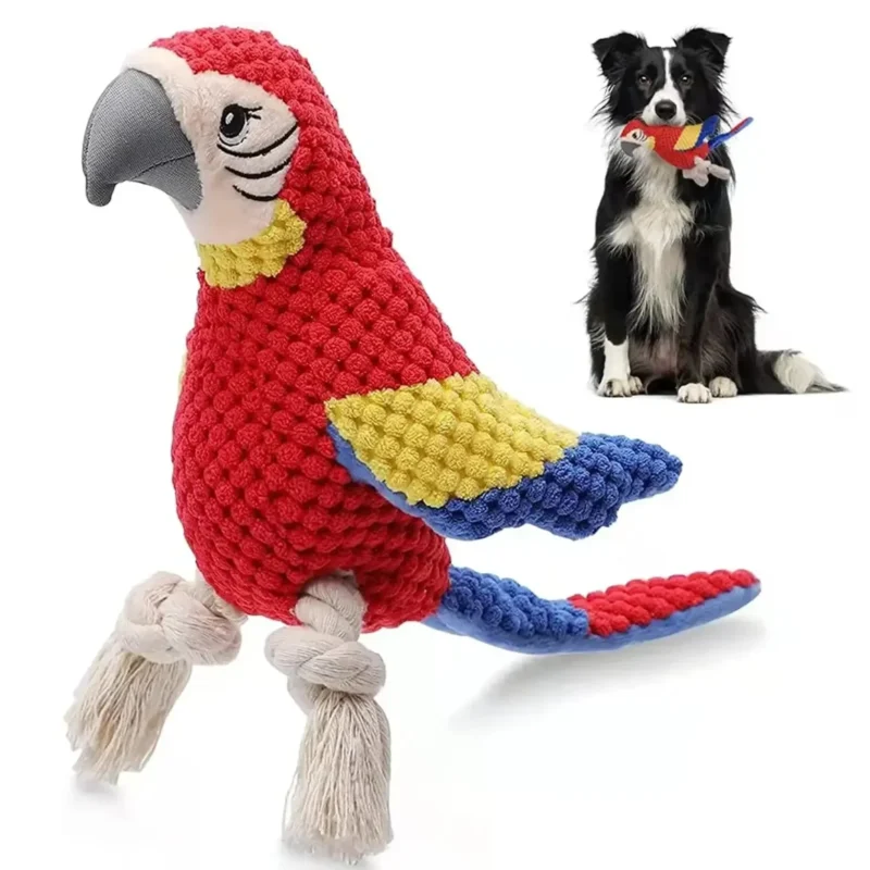Indestructible Plush Parrot Dog Toy, Squeaky Stuffing Toy, Pet Supplies for Small and Big Dogs