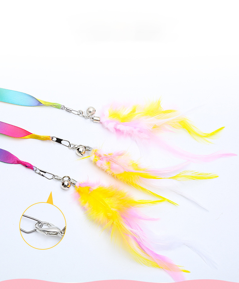 Simulation Feather Interactive Cat Toy Satin Ribbon Bell Cat Stick Toys Kitten Playing Teaser Wand Toy Cat Supplies Accessories - Image 13