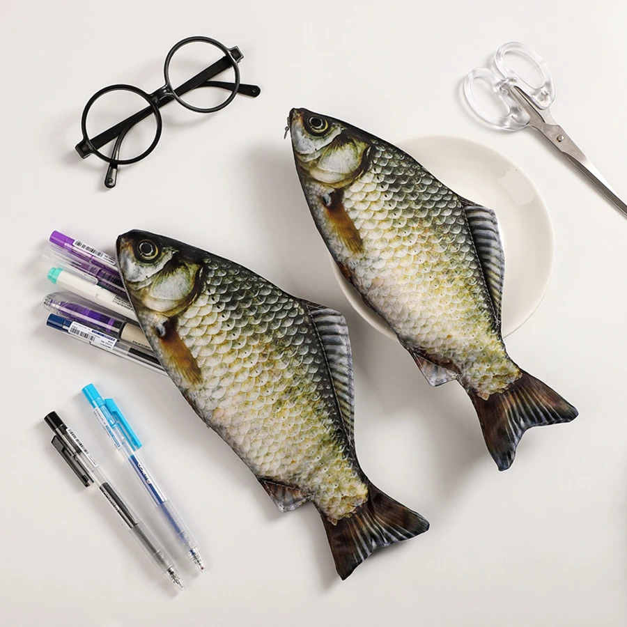 Creative Simulated Salted Fish Pencil Case Large Capacity Pencils Pouch Cute Pencil Bag Funny Back to School Acsesories Gift