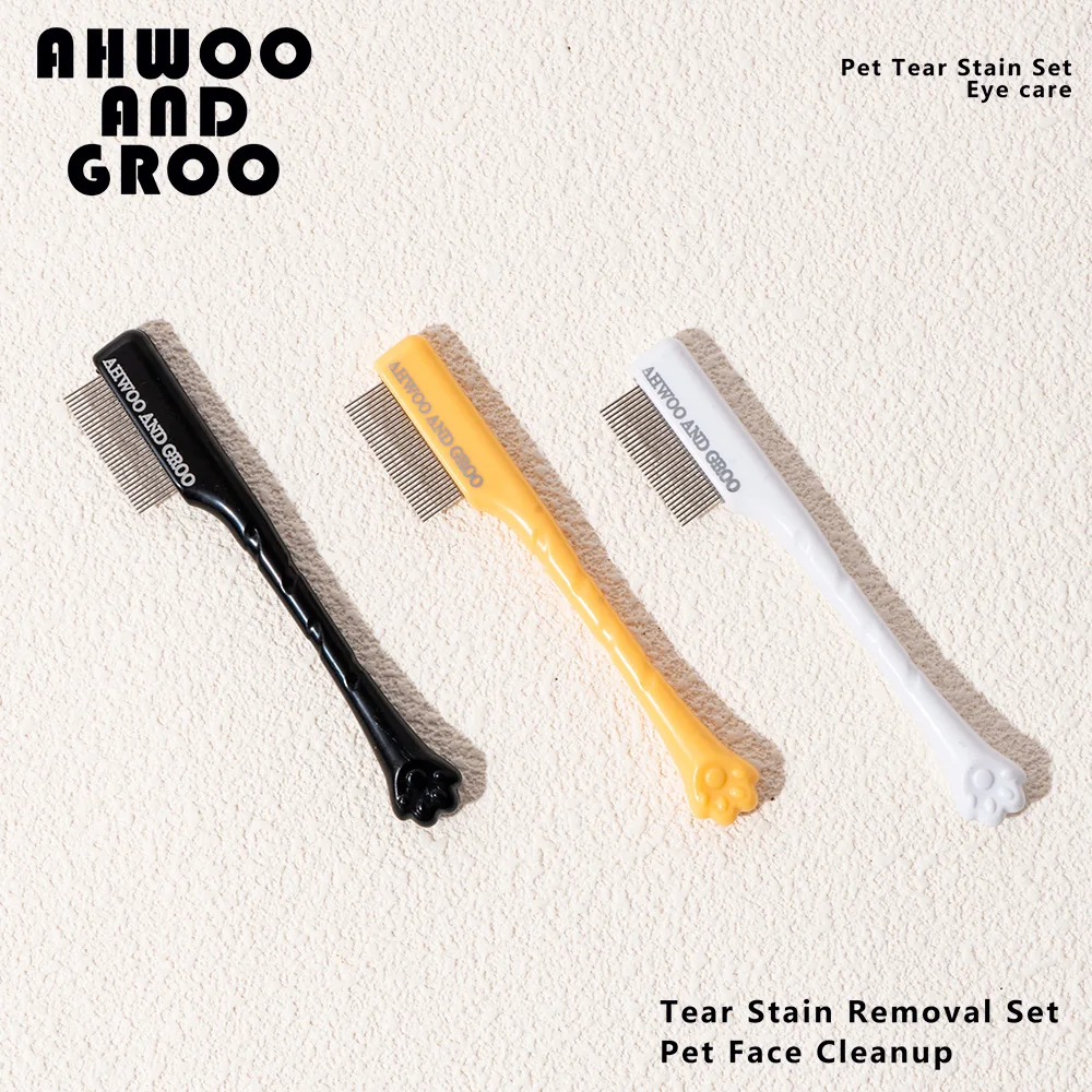 Pet Facial Cleaning Comb Set – Removes Tear Stains & Cat Paw Hair