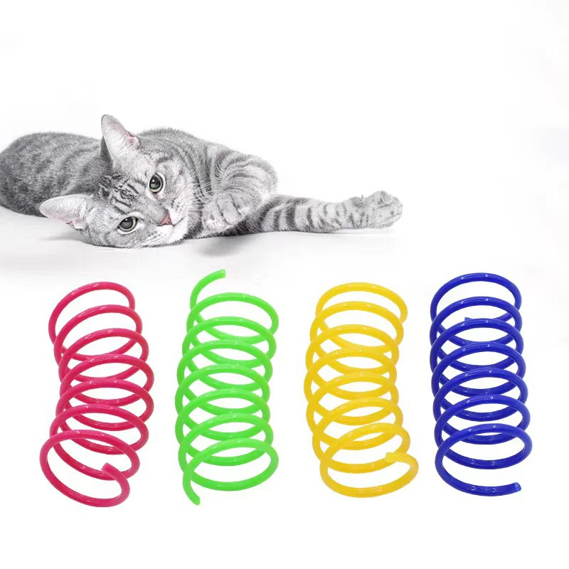 Cat color plastic spring cat toy color spring jumping cat toy toy scratch-resistant and bite cat pet supplies