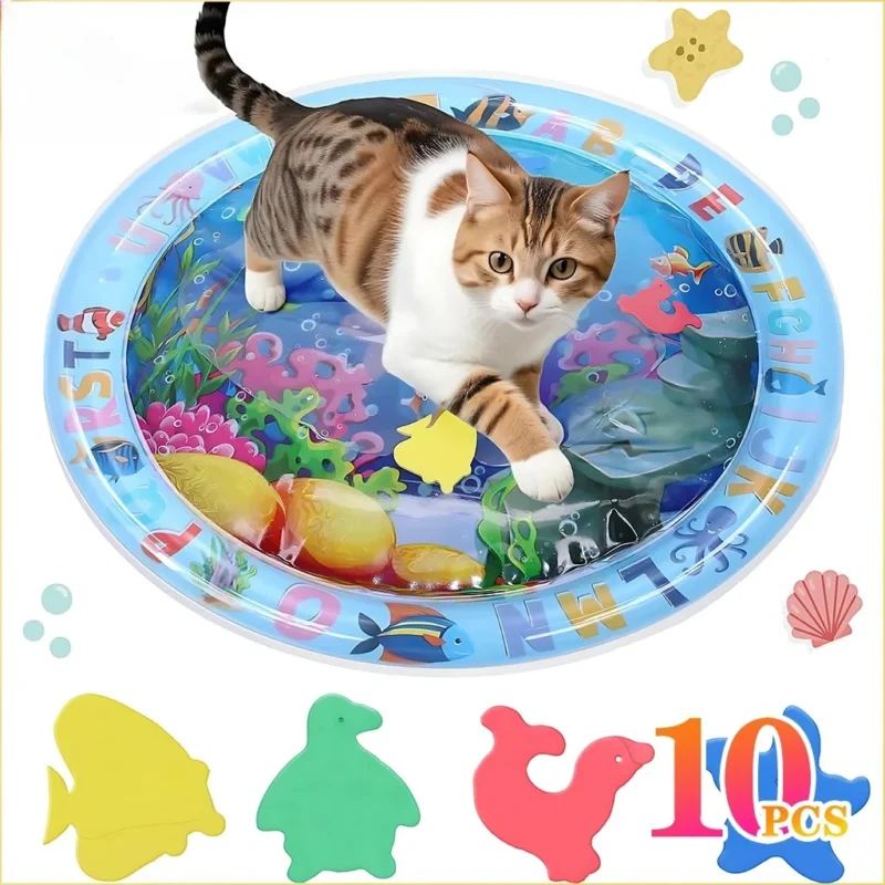Water Sensory Play Mat Thickened Inflatable Water Mat For Cat And Dog Pet Playmat With Fish Sea Ocean Theme Sensory Toy Water