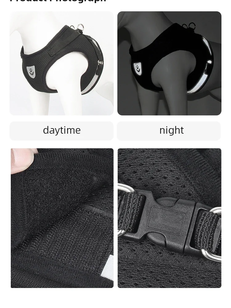 Pet Dog Tshirt Leash Leash Under Vest Harnesses Mesh Breathable Adjustable Easy Control Reflective Undershirt Dog Harness Collar - Image 13