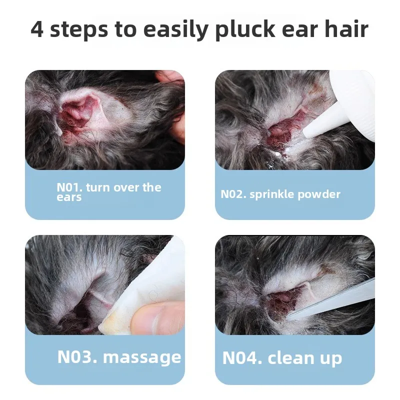 PETCLEAR Cat Dog Ear Powder Painless Ear Hair Removal Powder for Pets Easy to Remove Ear Hair Pets Cleaning Tools 30g - Image 2
