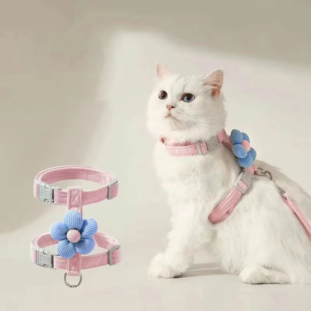 Cat Harness and Leash Sets Adjustable Dog Harness for Small Dog Leash Breashable Pet Harness Out Walking Dog Strap - Image 7