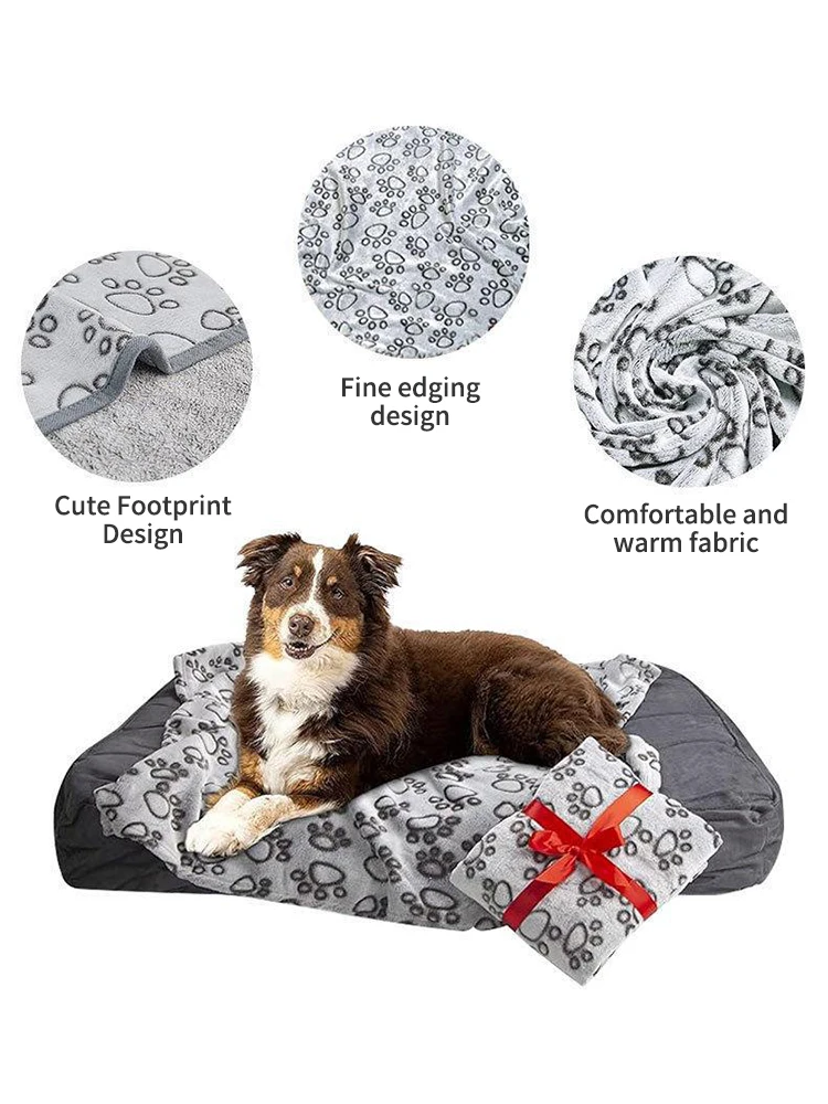 Soft Dog Blanket Washable, Cat Blanket for Indoor Cats Large Medium Small Dog Gifts Puppy Essentials (Grey) Bed - Image 11